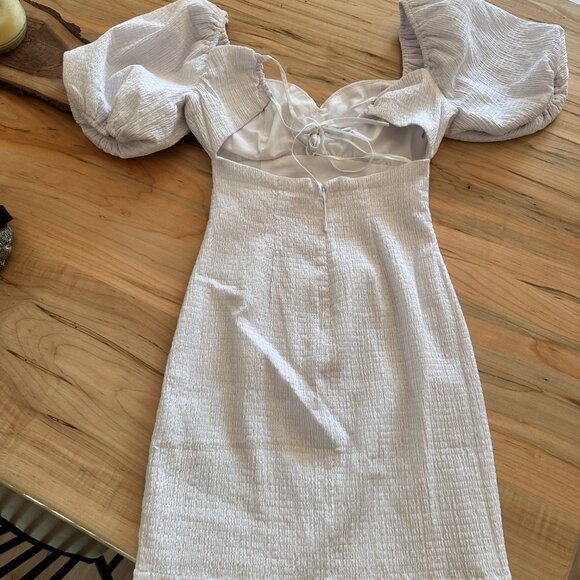 GUESS Womens White Short Sleeve Charlotte Tie Back Mini Dress - Picture 7 of 16